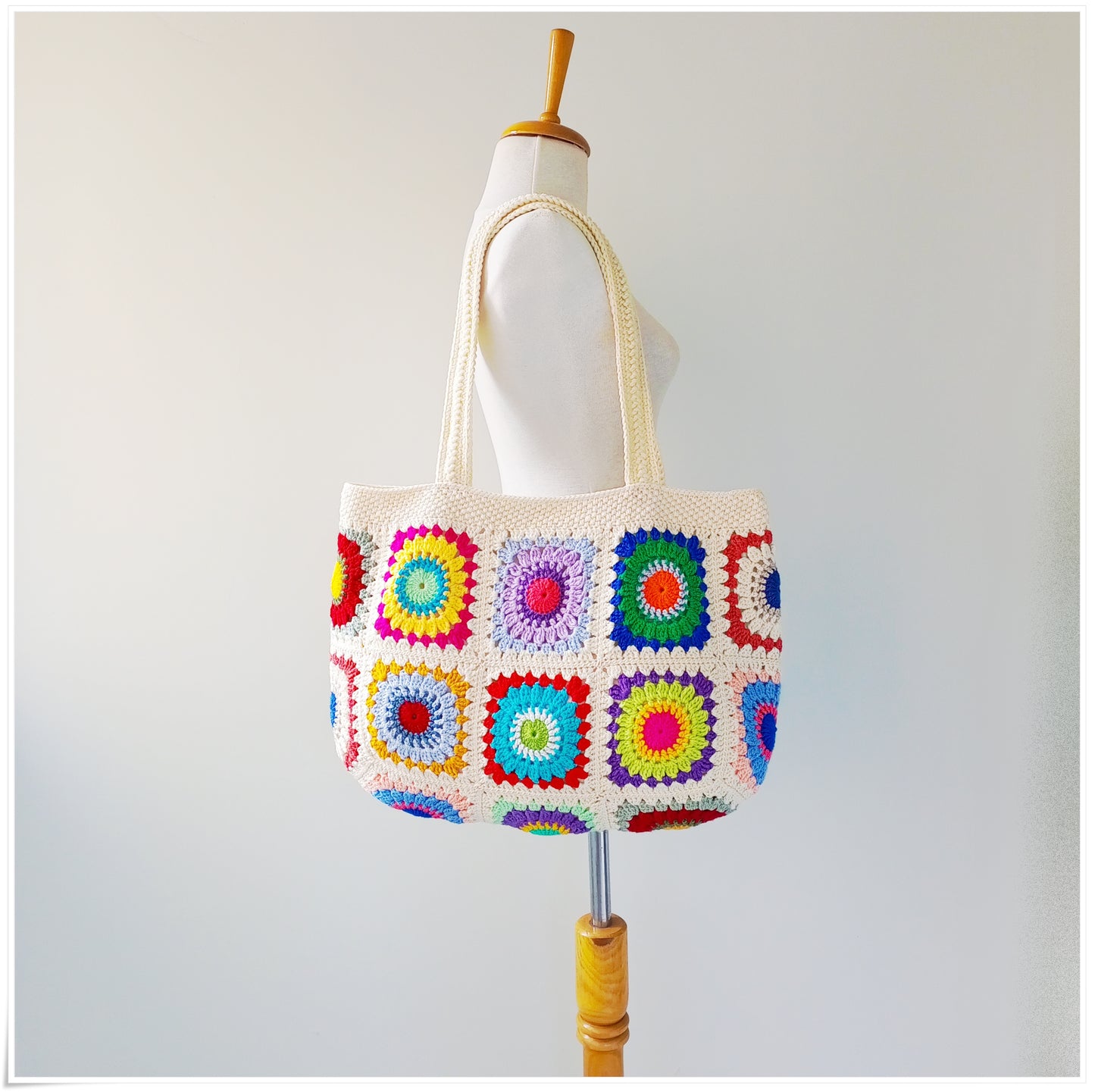 Crochet Granny Square Large Tote Bag