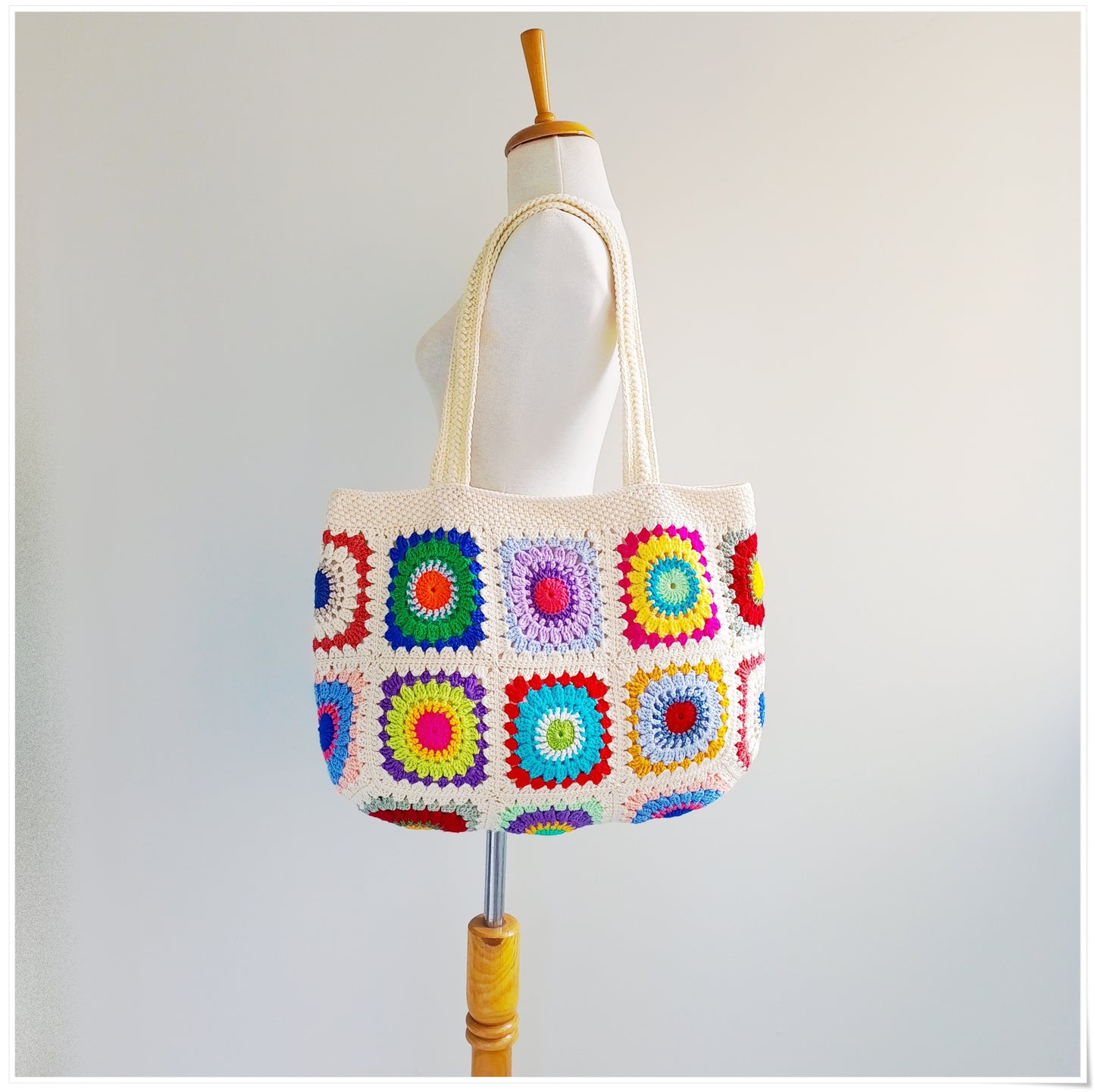 Crochet Granny Square Large Tote Bag