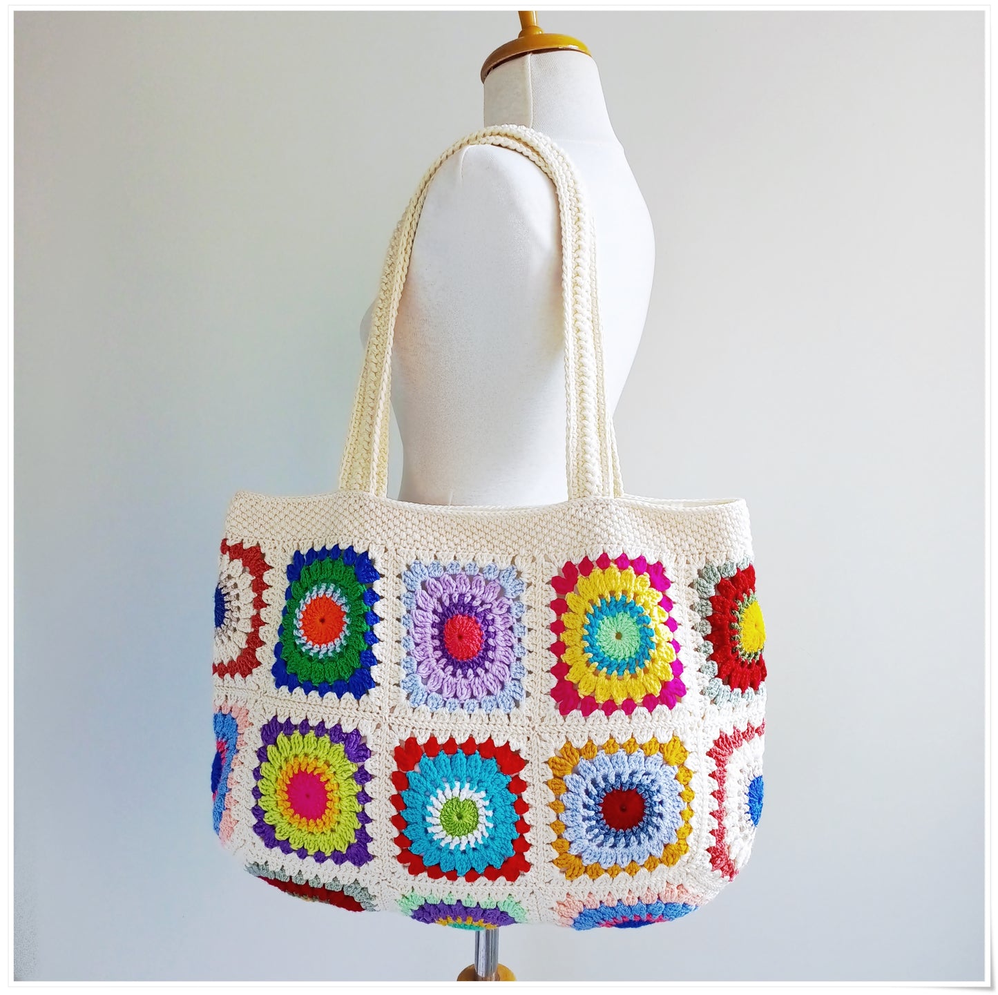 Crochet Granny Square Large Tote Bag