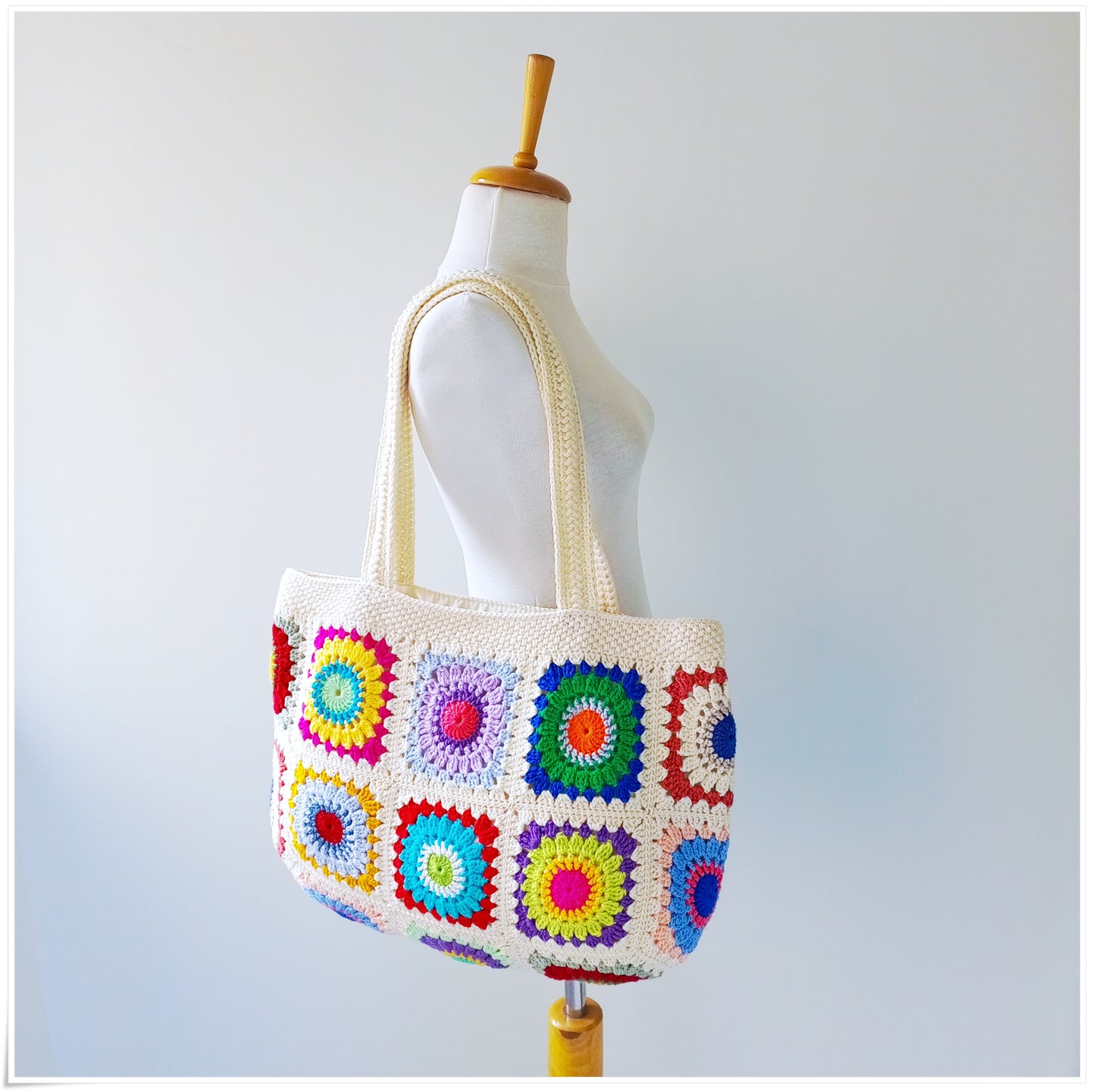 Crochet Granny Square Large Tote Bag