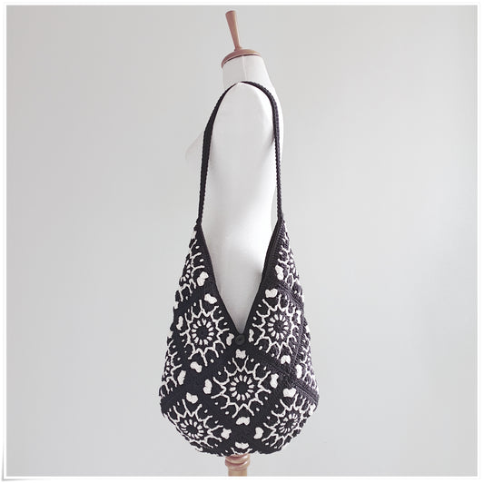 Crochet Granny Square Hobo Bag