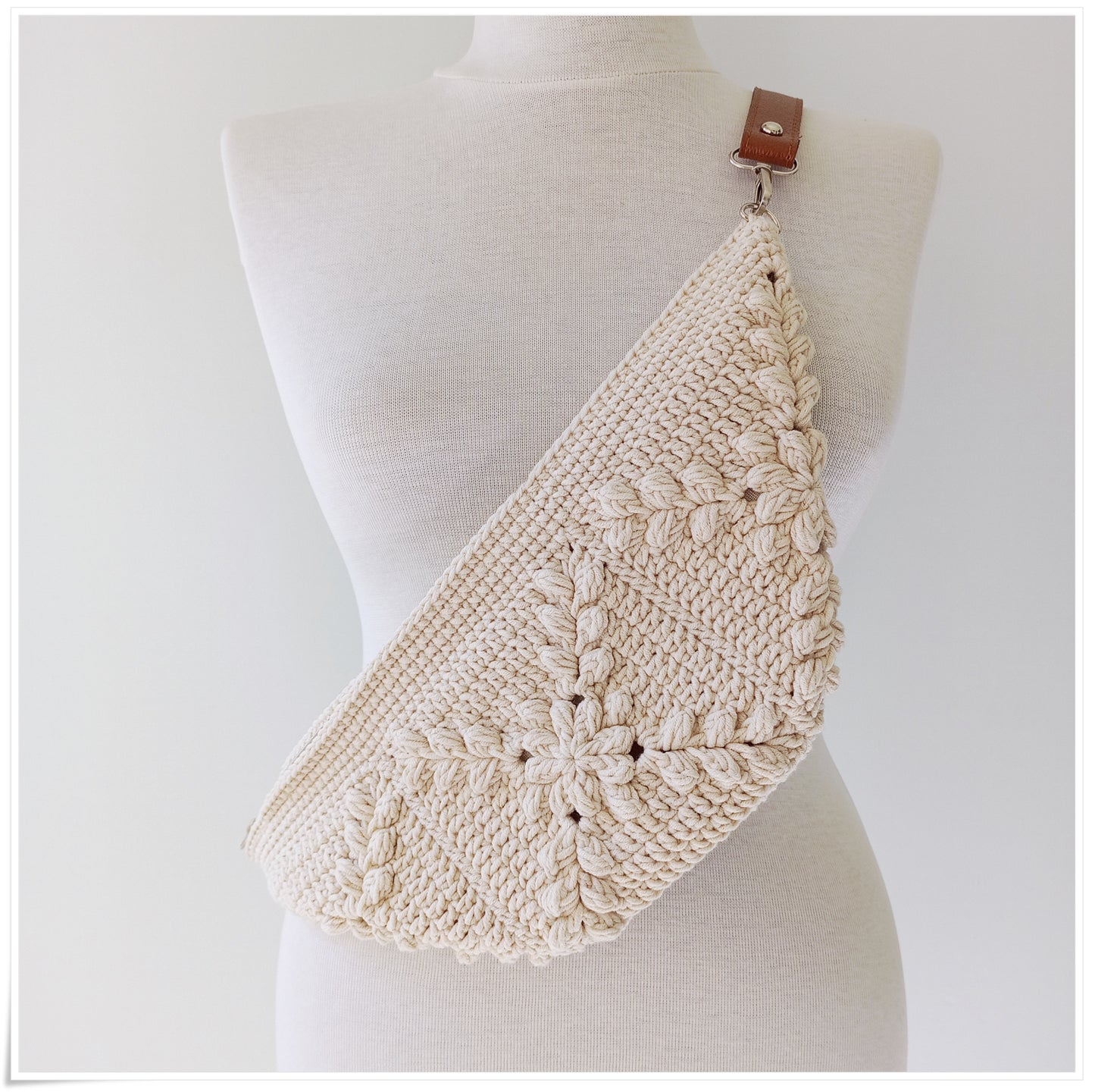 Crochet Fanny Pack, Granny Square Crossbody Bag