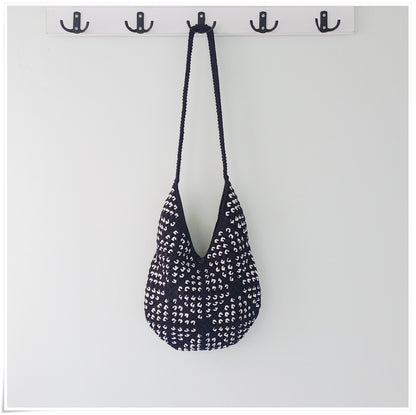 Crochet Granny Square Black Crossbody Bag