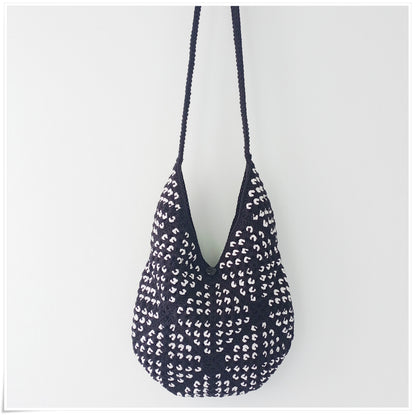 Crochet Granny Square Black Crossbody Bag