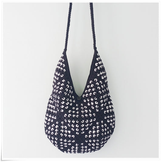 Crochet Granny Square Black Crossbody Bag