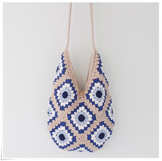 Crochet Cross Body Hobo Evil Eye Tote Bag