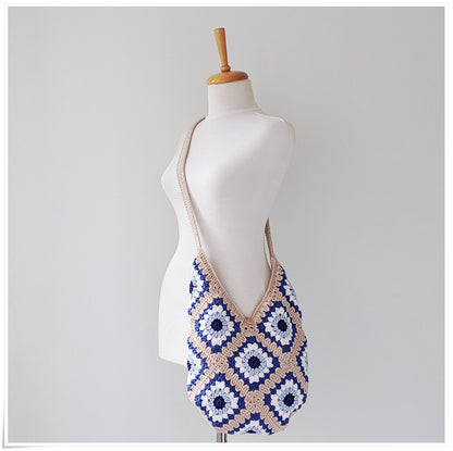 Crochet Cross Body Hobo Evil Eye Tote Bag