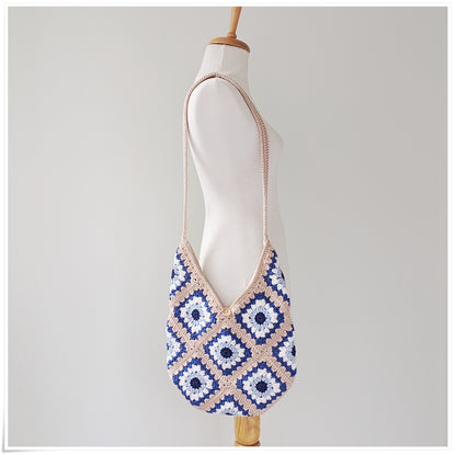Crochet Cross Body Hobo Evil Eye Tote Bag