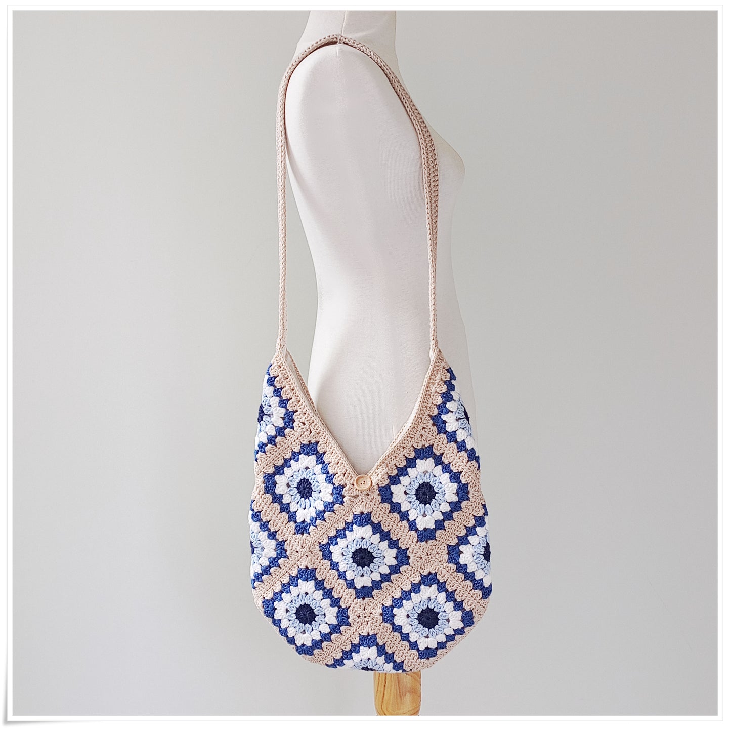 Crochet Cross Body Hobo Evil Eye Tote Bag
