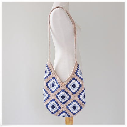 Crochet Cross Body Hobo Evil Eye Tote Bag