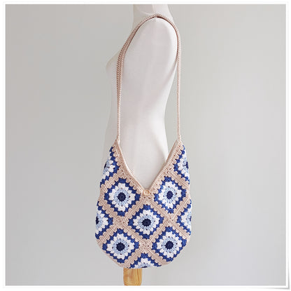 Crochet Cross Body Hobo Evil Eye Tote Bag