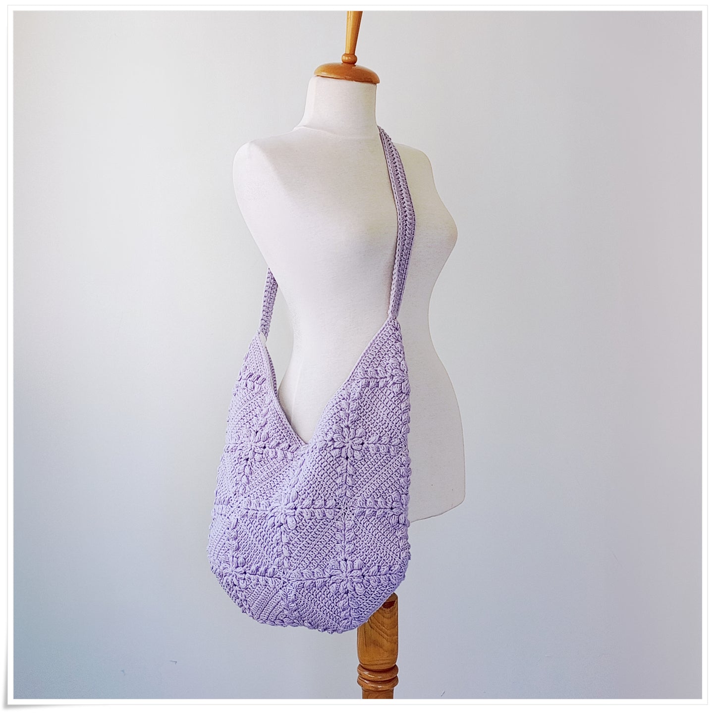 Crochet Granny Square Lilac Crossbody Bag