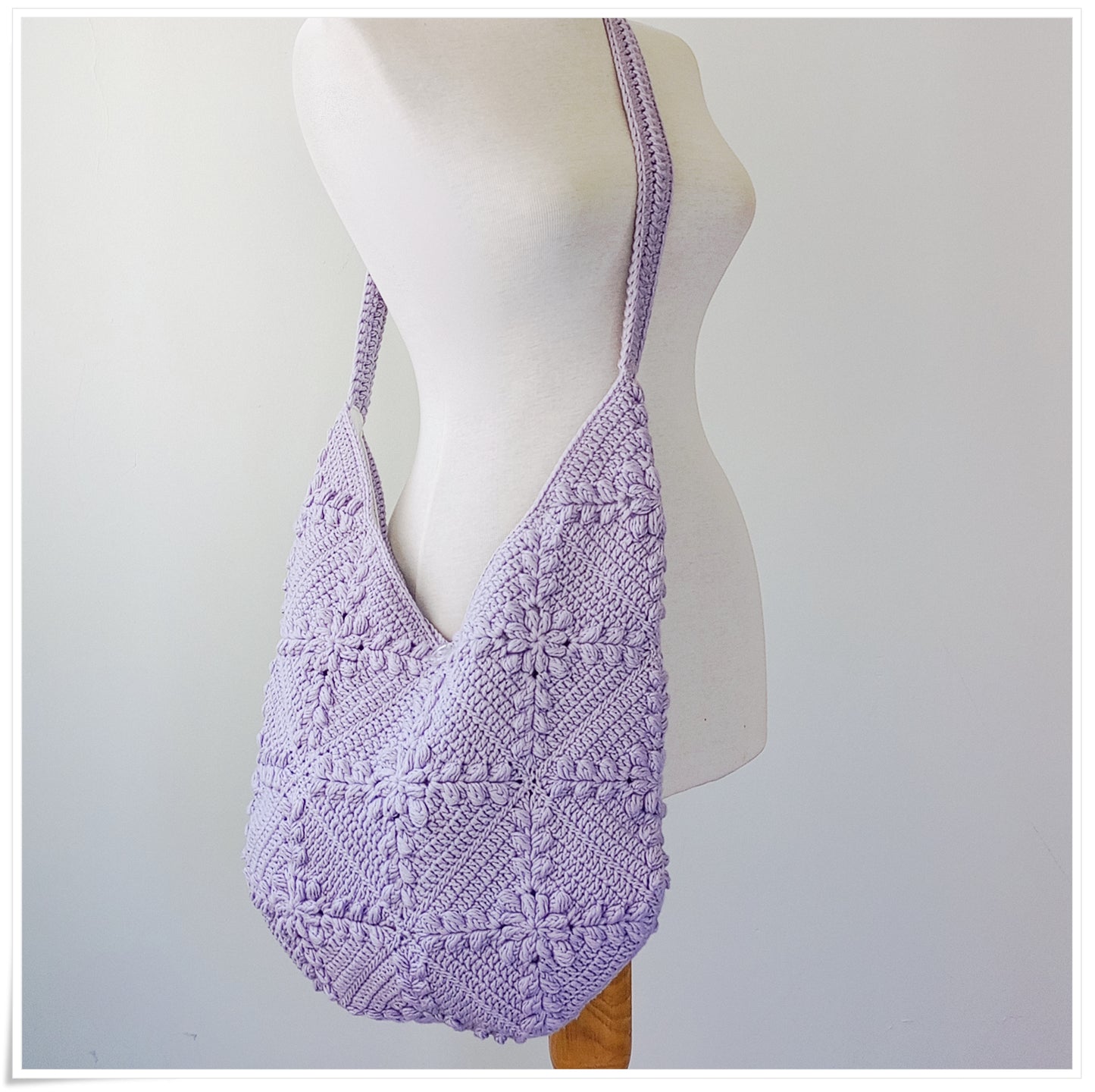 Crochet Granny Square Lilac Crossbody Bag