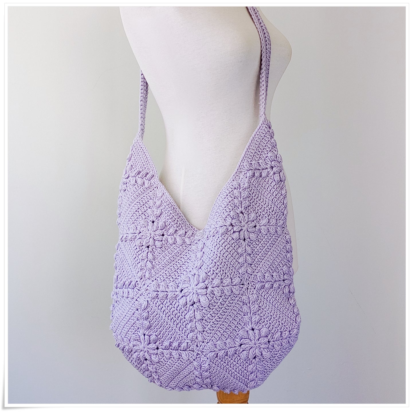 Crochet Granny Square Lilac Crossbody Bag
