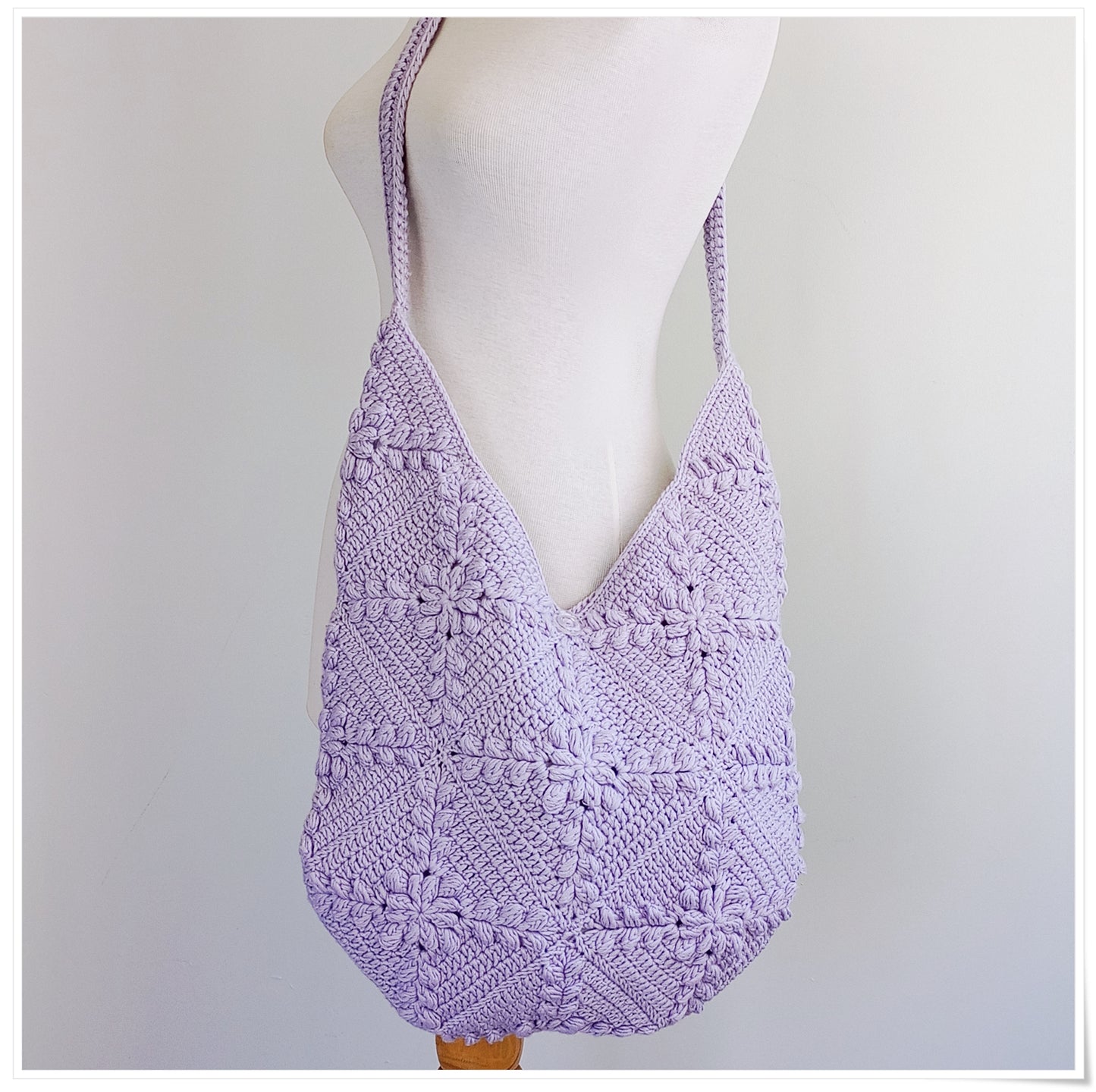 Crochet Granny Square Lilac Crossbody Bag