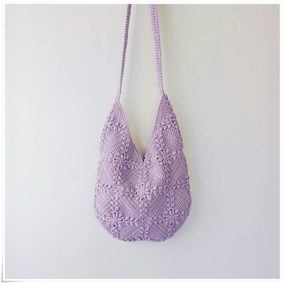 Crochet Granny Square Lilac Crossbody Bag