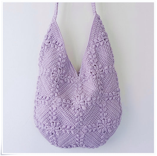 Crochet Granny Square Lilac Crossbody Bag