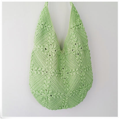 Crochet Granny Square Green Crossbody Bag