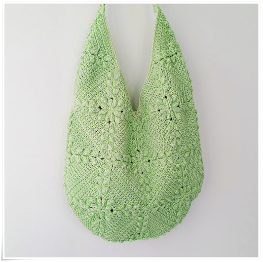 Crochet Granny Square Green Crossbody Bag