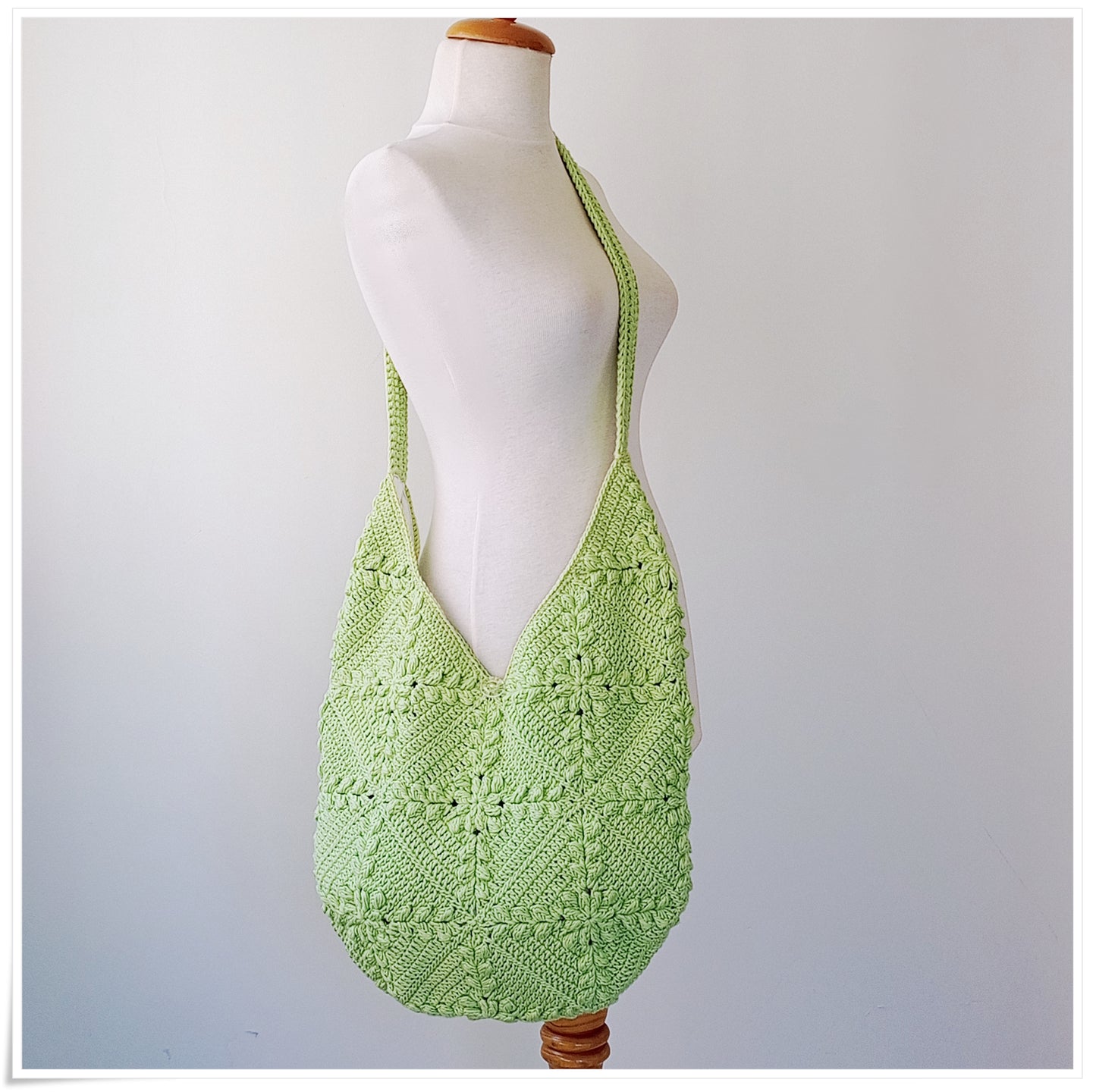 Crochet Granny Square Green Crossbody Bag