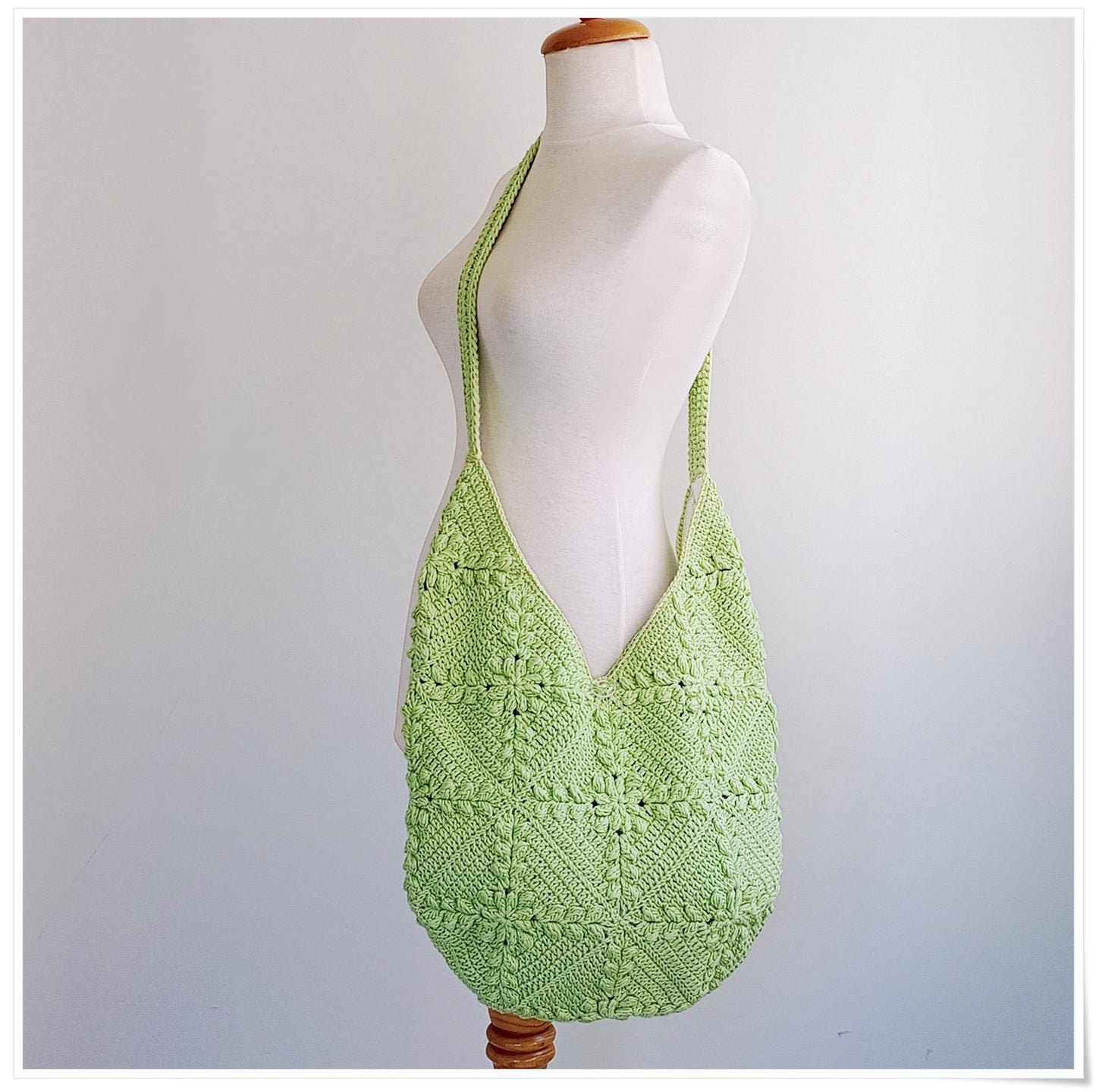 Crochet Granny Square Green Crossbody Bag
