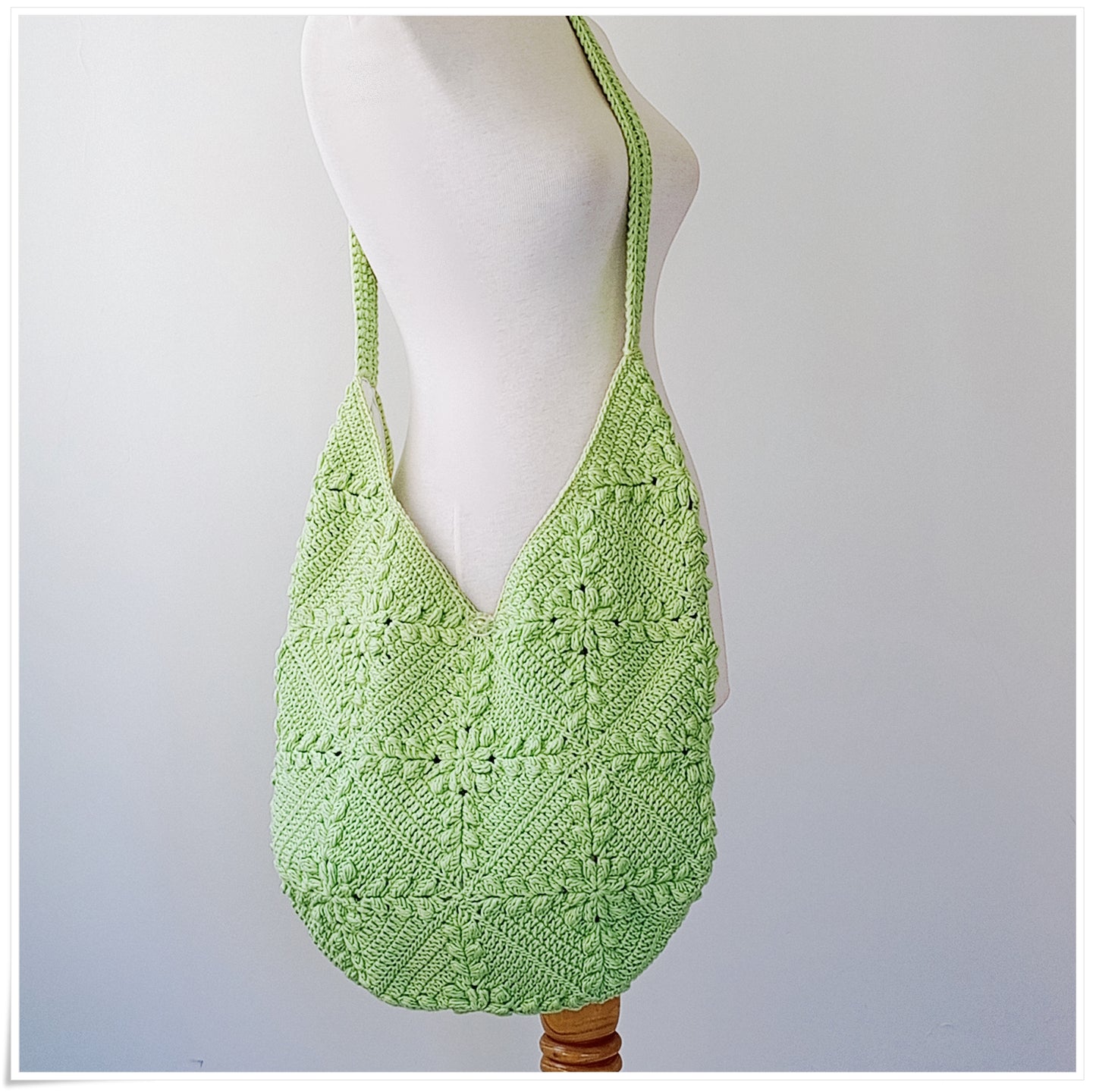 Crochet Granny Square Green Crossbody Bag