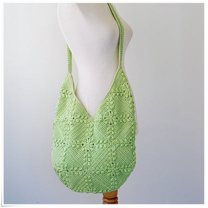 Crochet Granny Square Green Crossbody Bag