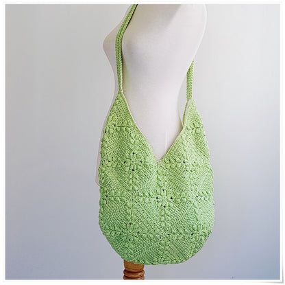 Crochet Granny Square Green Crossbody Bag