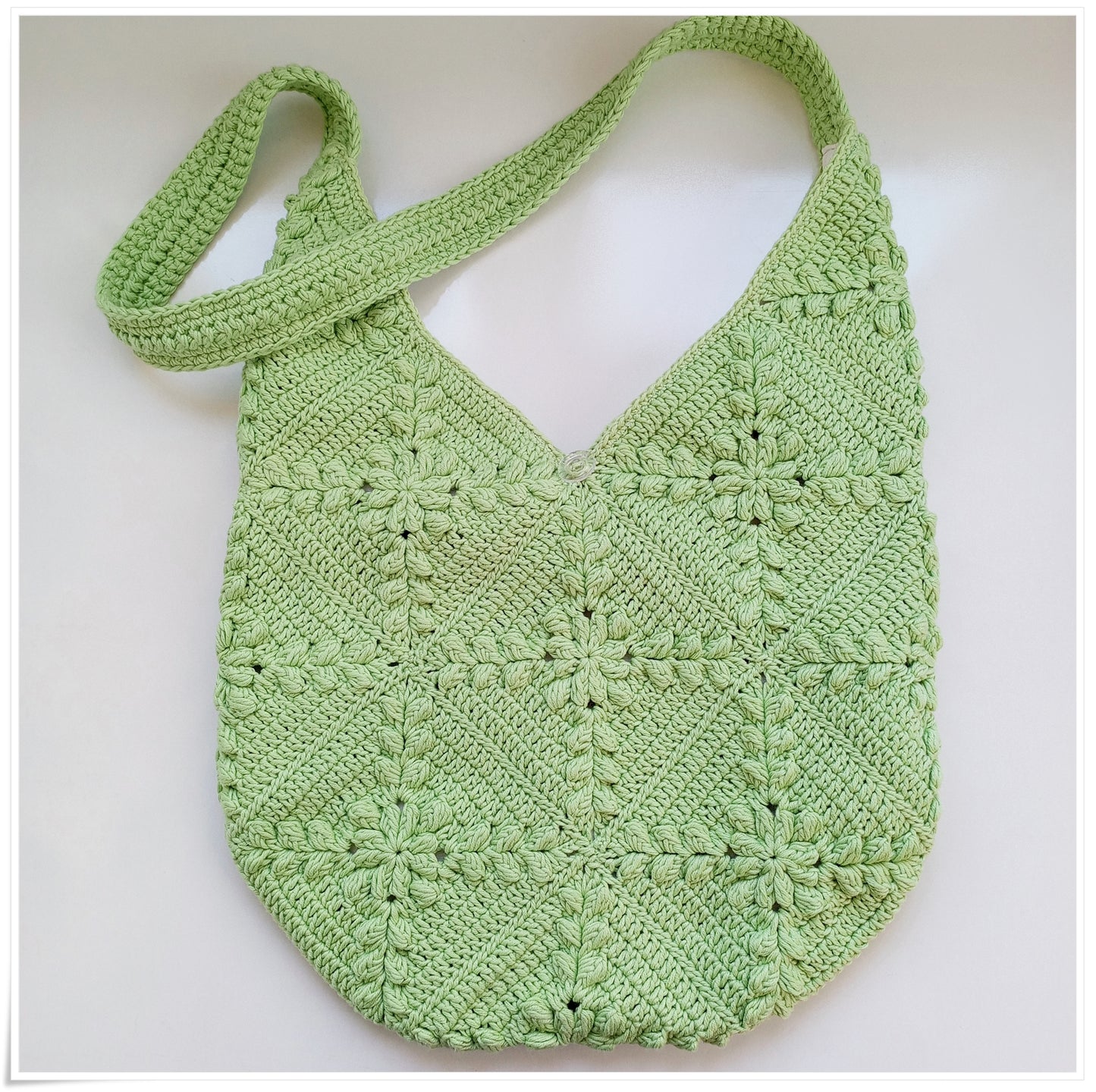 Crochet Granny Square Green Crossbody Bag