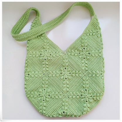 Crochet Granny Square Green Crossbody Bag
