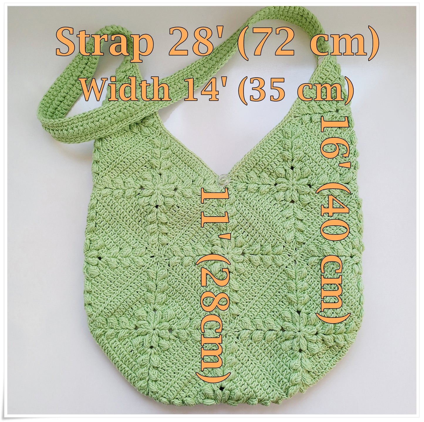 Crochet Granny Square Green Crossbody Bag