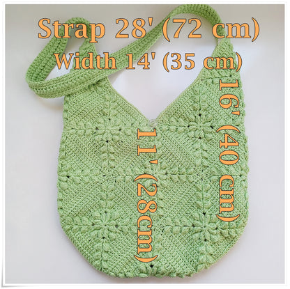 Crochet Granny Square Green Crossbody Bag