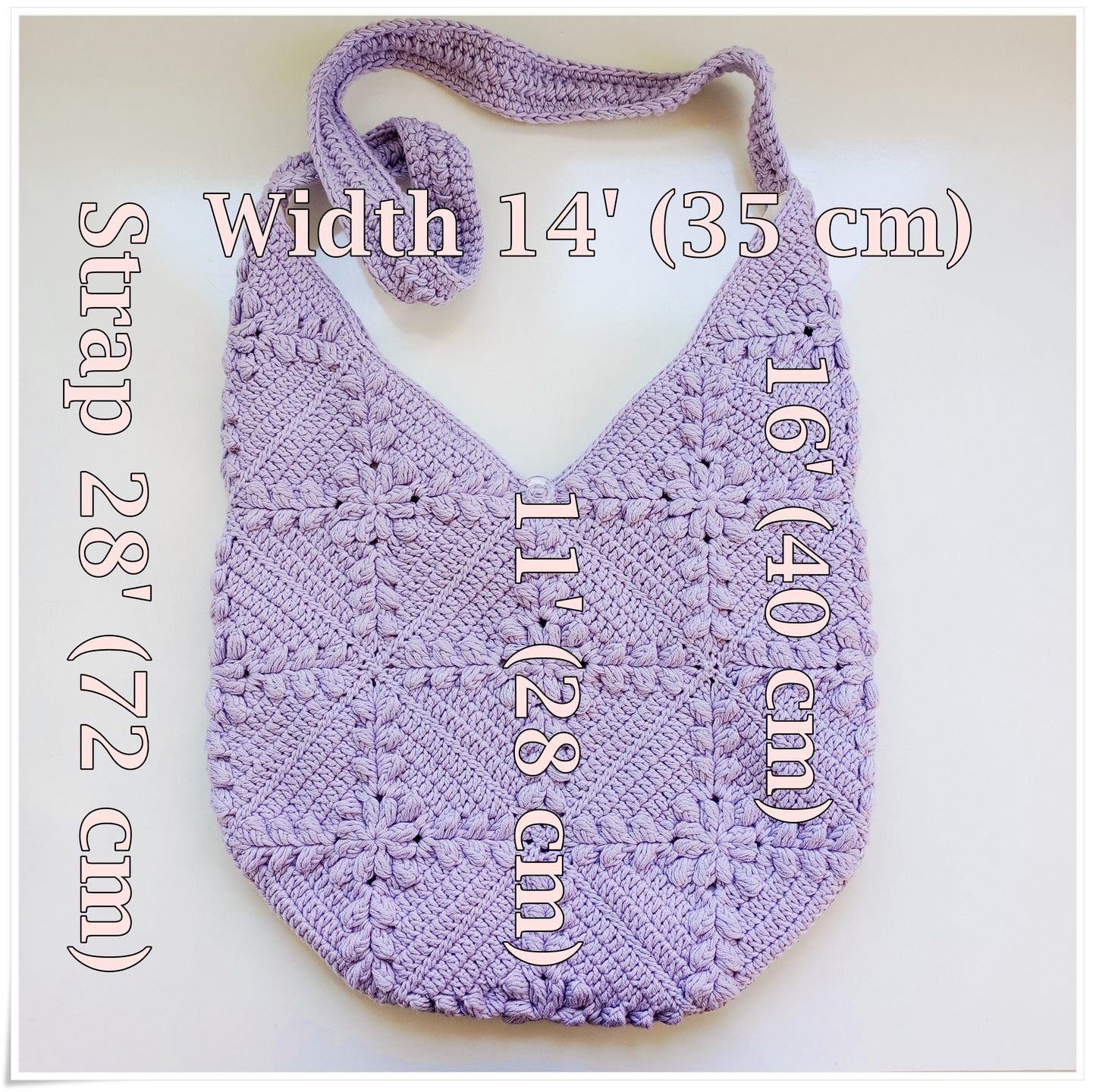 Crochet Granny Square Lilac Crossbody Bag