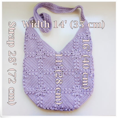 Crochet Granny Square Lilac Crossbody Bag